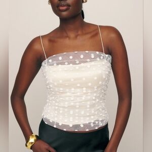 Reformation Ivory Polka Dot Camisole